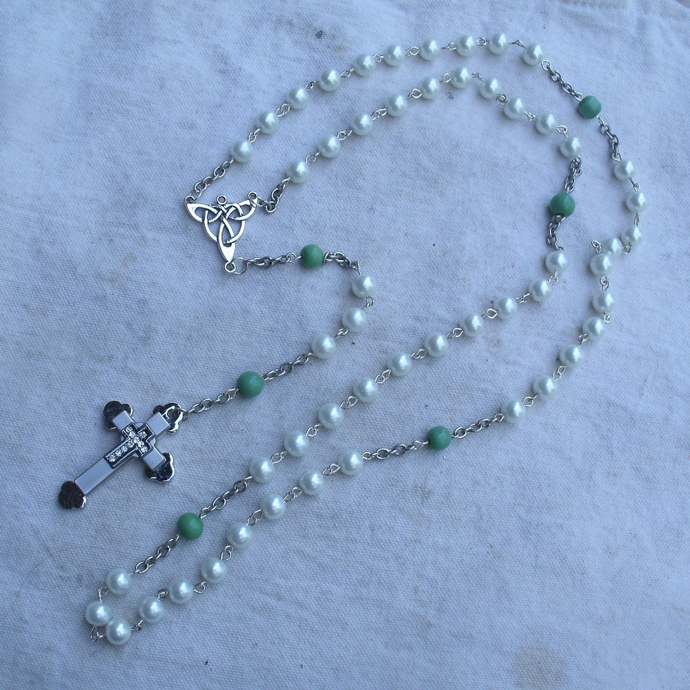 Handmade Faux Pearl & Cats Eye Rosary